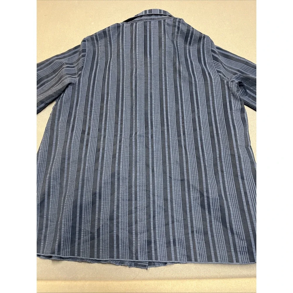 Ali Miles‎ Top Blue Navy Artsy Button Up 3/4 Sleeve Women's Large - Picture 4 of 5